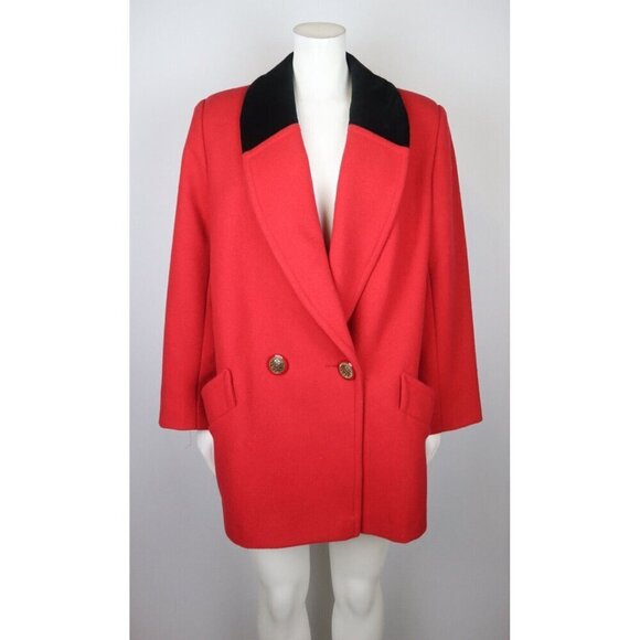 VINTAGE WOMEN'S RED WOOL OVERCOAT - DONNYBROOK - SIZE 12P - Picture 2 of 10